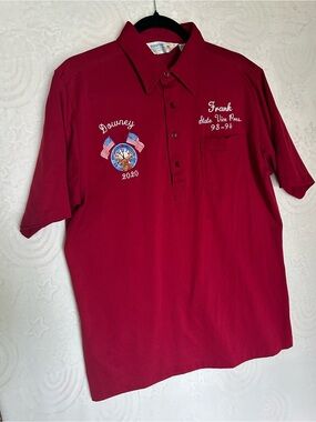 Vintage Personalized Embroidered Red Polo Shirt with USA Patch